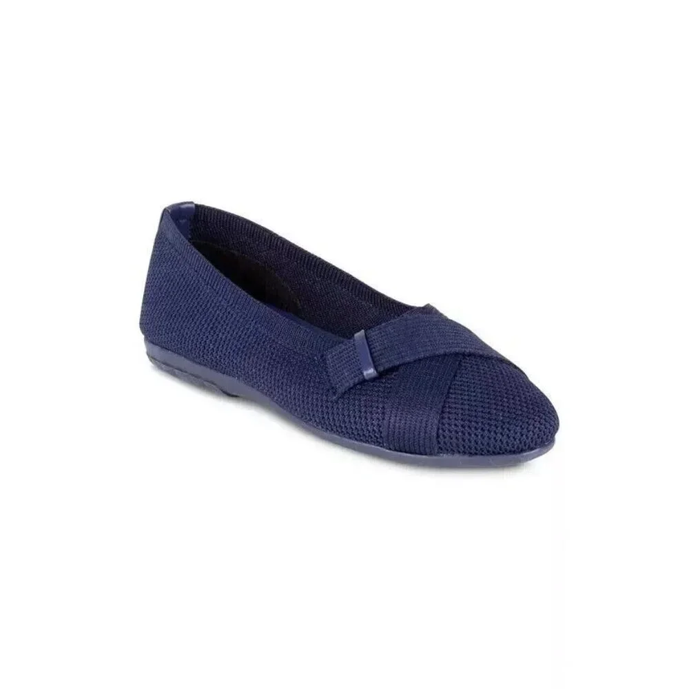 GV Gloria Vanderbilt 8.5 Debbie Knit Double Strap Flat Ballet Shoes Slip-on Blue